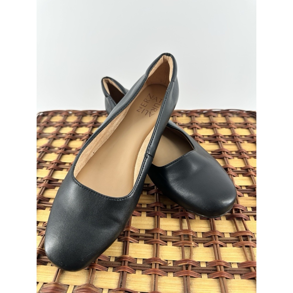 Naturalizer Womens Kari Black Ballet Flats Slip On Shoes Smooth Comfort 6.5 EUC